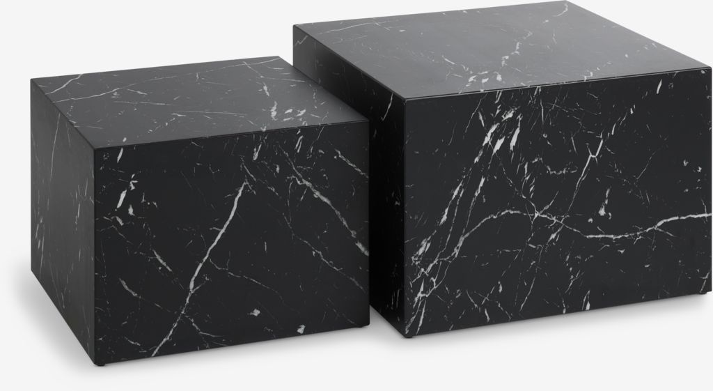 Coffee table TINGSTED 45x45/55x55 marble colour pack of 2 - JYSK