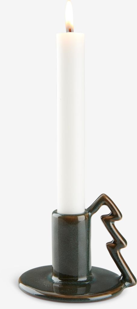 Candle holder STILBIT W10xL9xH8cm stoneware green - JYSK
