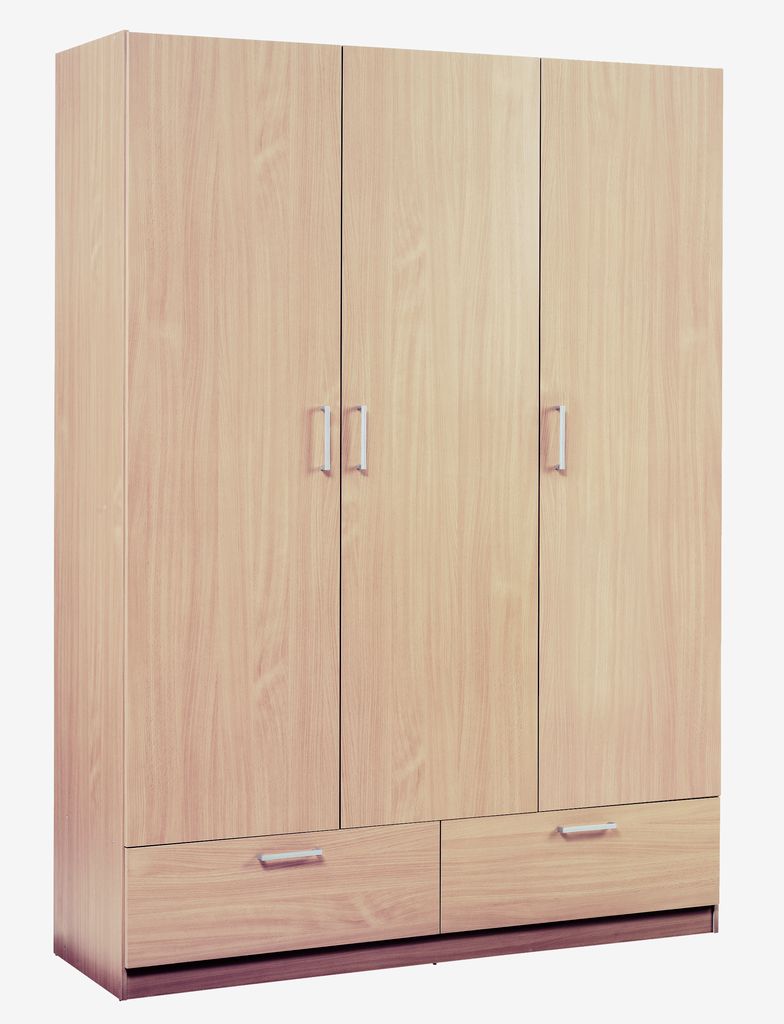Wardrobe ELLESTED 144x200 3 doors 2 drawers oak colour - JYSK