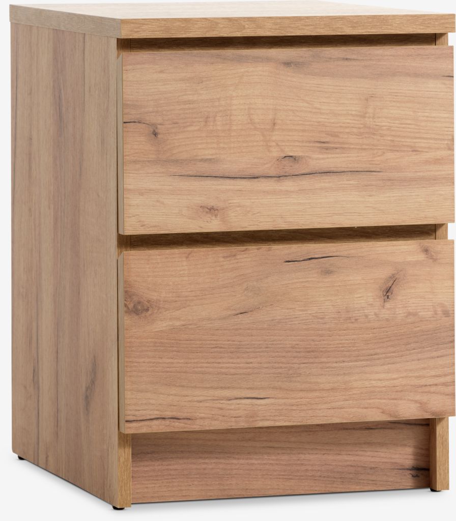 Bedside table LIMFJORDEN 2 drawers natural oak colour - JYSK