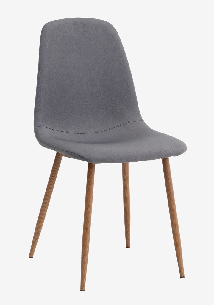 Dining chair JONSTRUP grey fabric/oak colour - JYSK