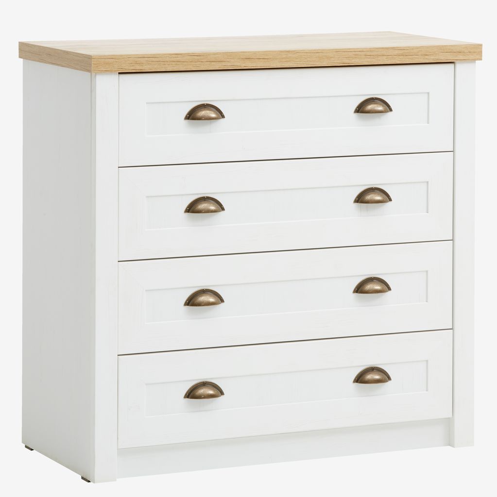 4 drawer chest MARKSKEL white/oak - JYSK