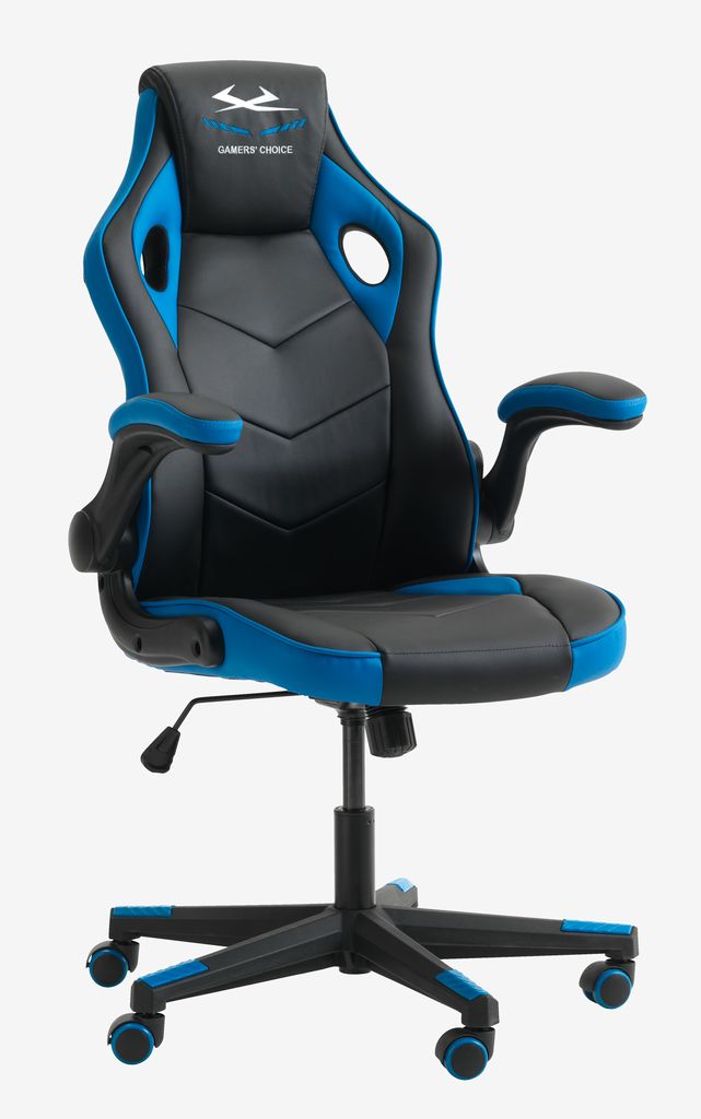 Gaming chair VOJENS black/blue faux leather/mesh - JYSK