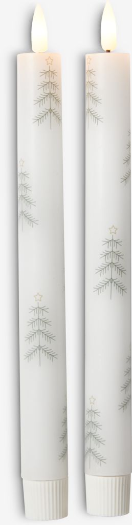 LED Candle MERLINIT H24cm pack of 2 white and green - JYSK