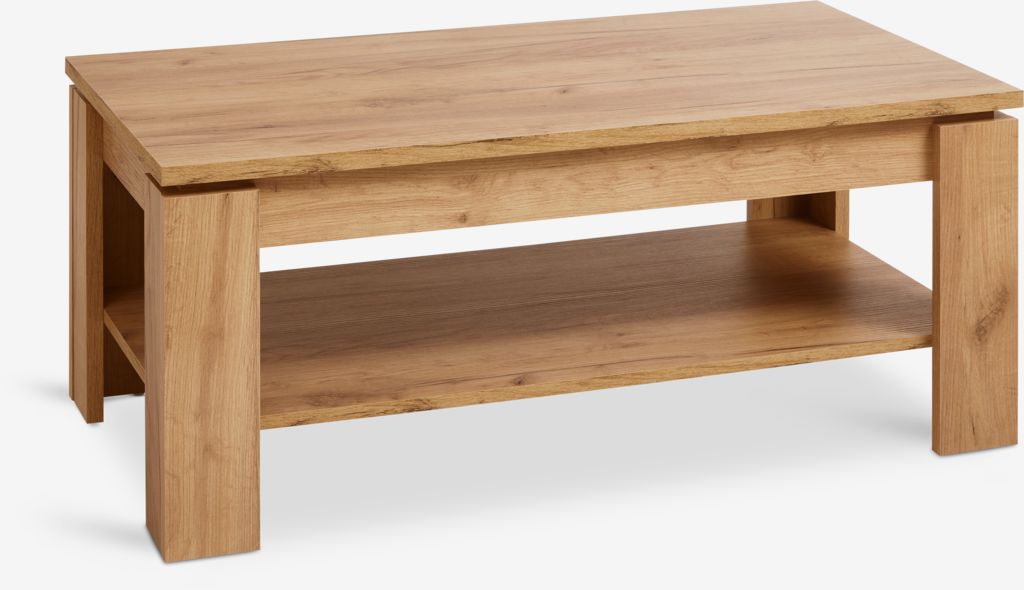 Coffee table LINTRUP 60x110 1 shelf natural oak colour - JYSK