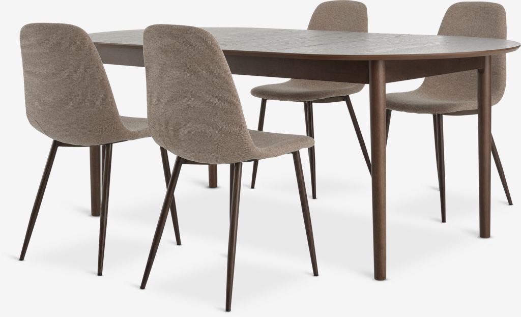 MARSTRAND L200/280 table d.oak + 4 JONSTRUP chairs beige - JYSK