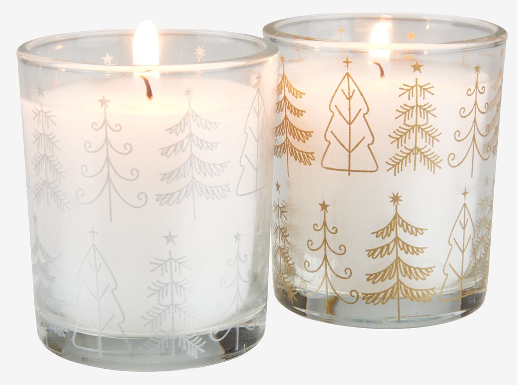 Candle AMETRIN D6xH7cm with glass assorted - JYSK