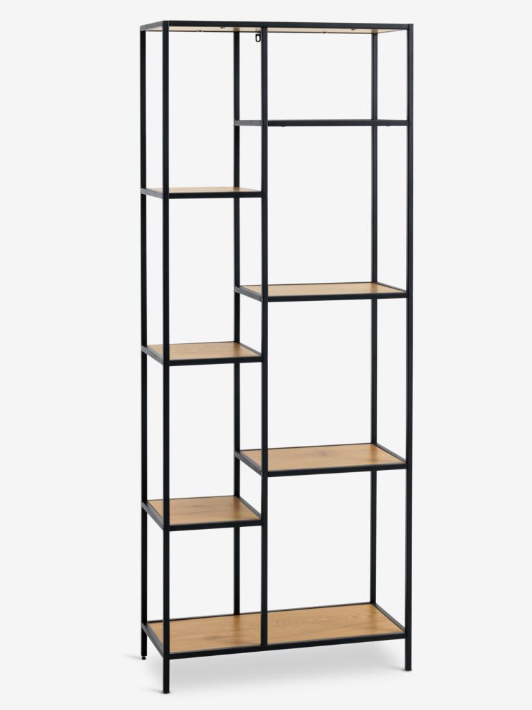 Shelving unit TRAPPEDAL 7 shel.oak/black - JYSK