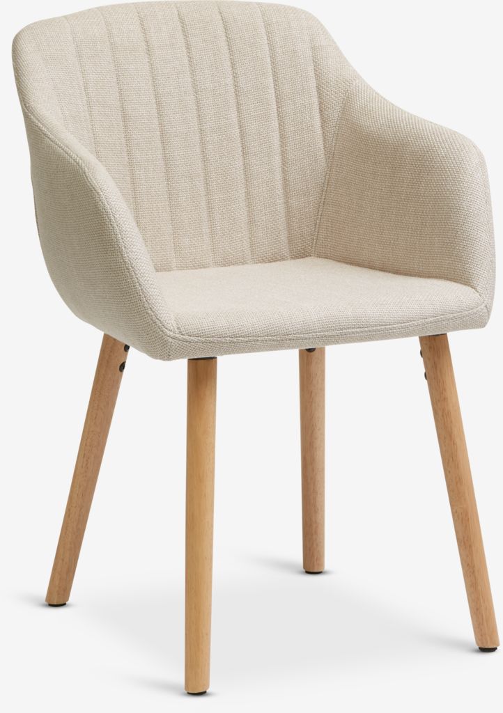 Dining chair ADSLEV beige fabric/oak color - JYSK