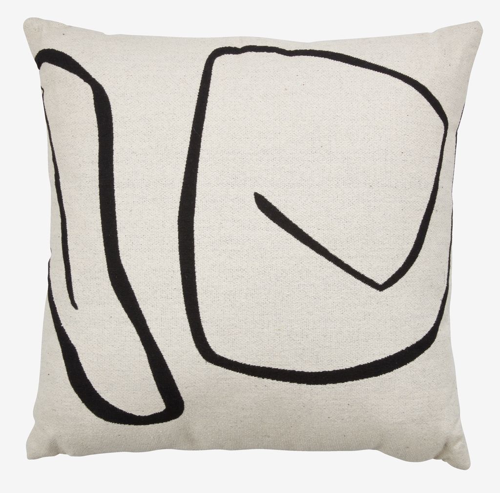 Cushion HVITVEIS 45x45 off-white/black - JYSK