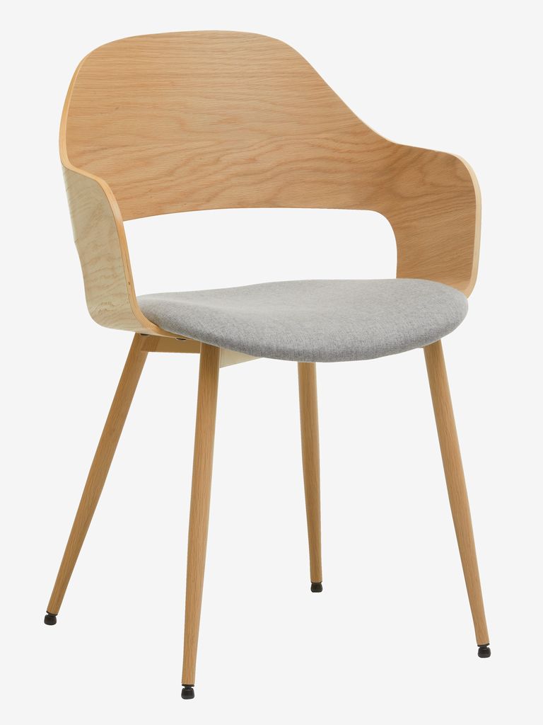 Dining chair HVIDOVRE light oak/light grey fabric - JYSK