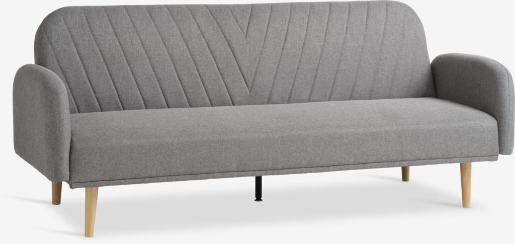 Sofa bed PARADIS light grey fabric/oak colour - JYSK