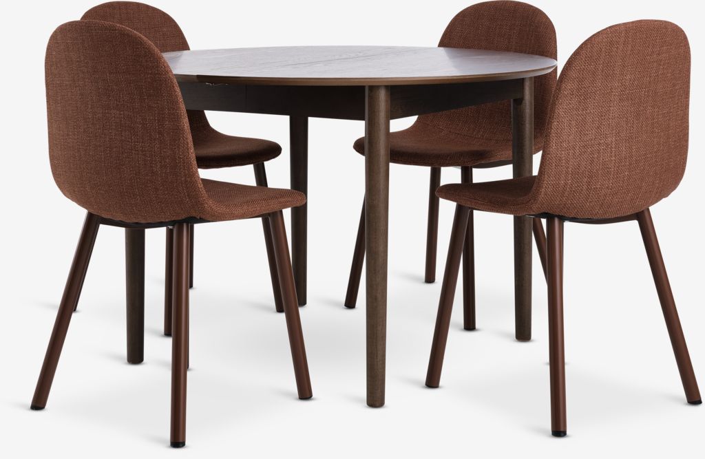MARSTRAND D110 table dark oak + 4 EJSTRUP chairs terracotta - JYSK