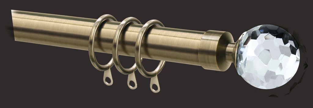 Curtain pole PRESTINE CRYSTAL 120-210cm antique brass - JYSK