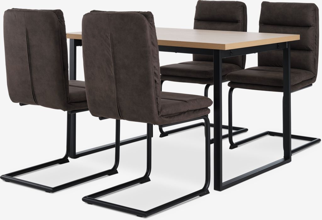AABENRAA L120 table oak + 4 ULSTRUP chairs anthracite/black - JYSK