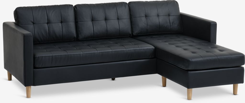 Sofa FALSLEV chaise longue black faux leather - JYSK