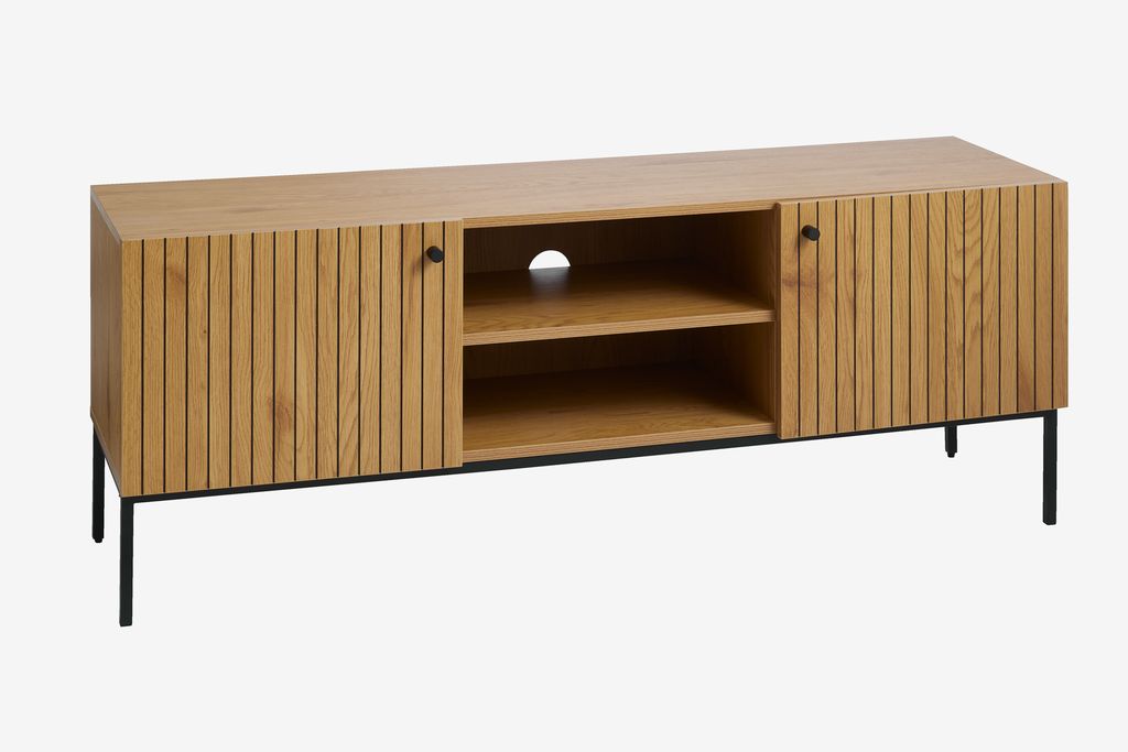 TV bench HEMDRUP 2 doors oak colour - JYSK