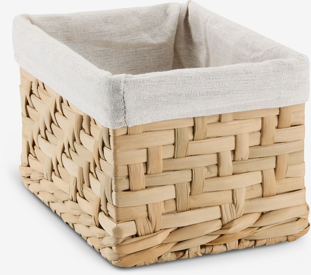Basket EJNO W16xL22xH14cm w/natural fabric - JYSK