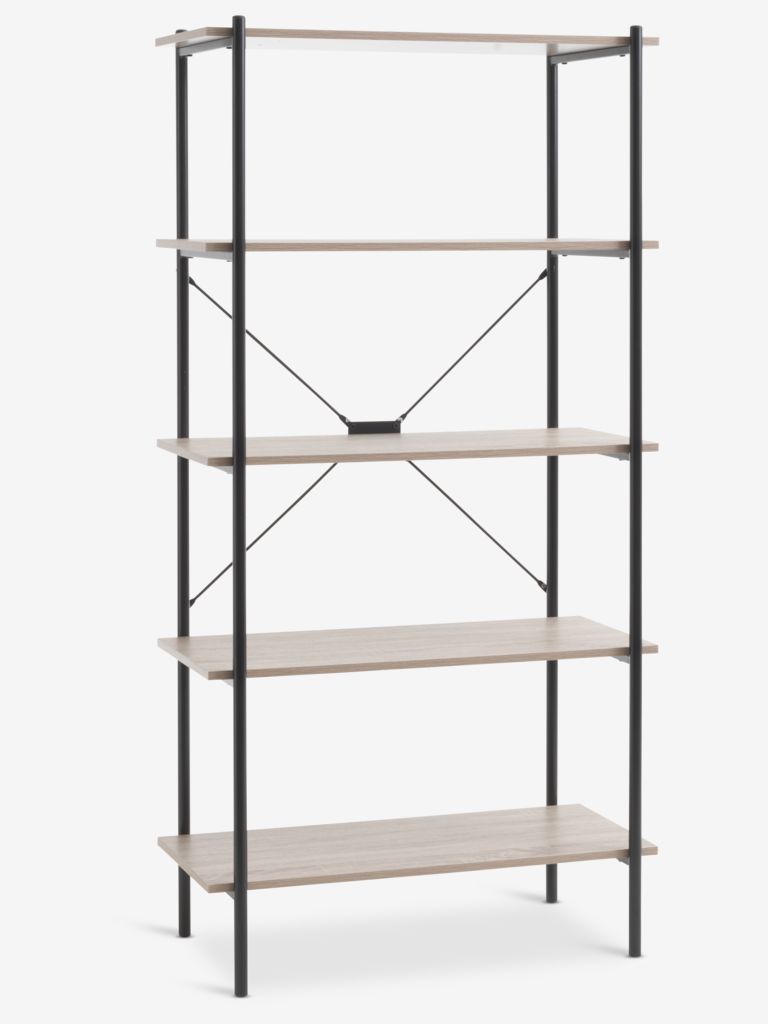 Shelving unit VANDBORG 5 shelves. oak/black - JYSK