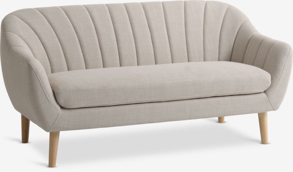 Sofa EGEDAL 2.5-seater beige fabric/oak colour - JYSK