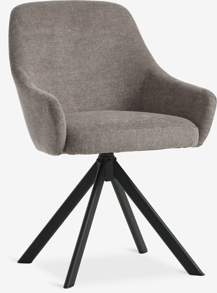 Dining chair ROSTRUP swivel beige fabric/black - JYSK