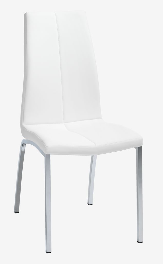 Dining chair HAVNDAL white faux leather/chrome - JYSK