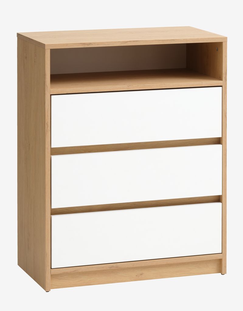 3 drawer chest BILLUND white/oak - JYSK