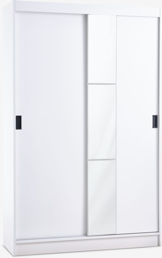 Wardrobe ODDER 120x201 2 sliding doors w/mirror white - JYSK