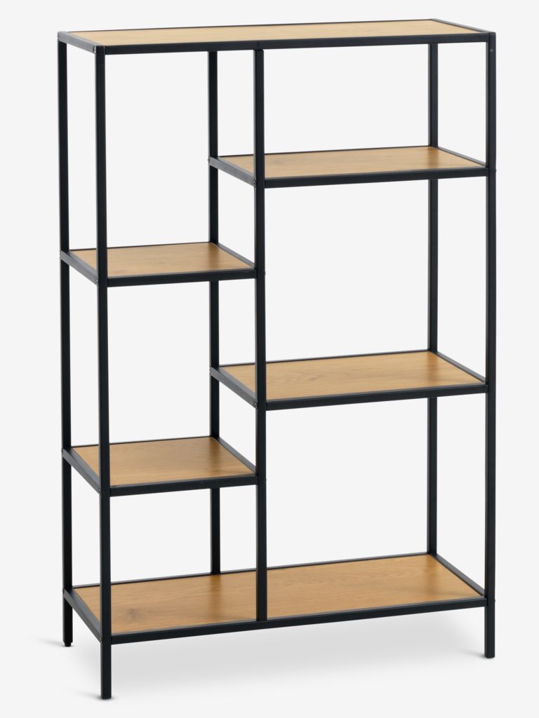 Shelving unit TRAPPEDAL 5 shel.oak/black - JYSK