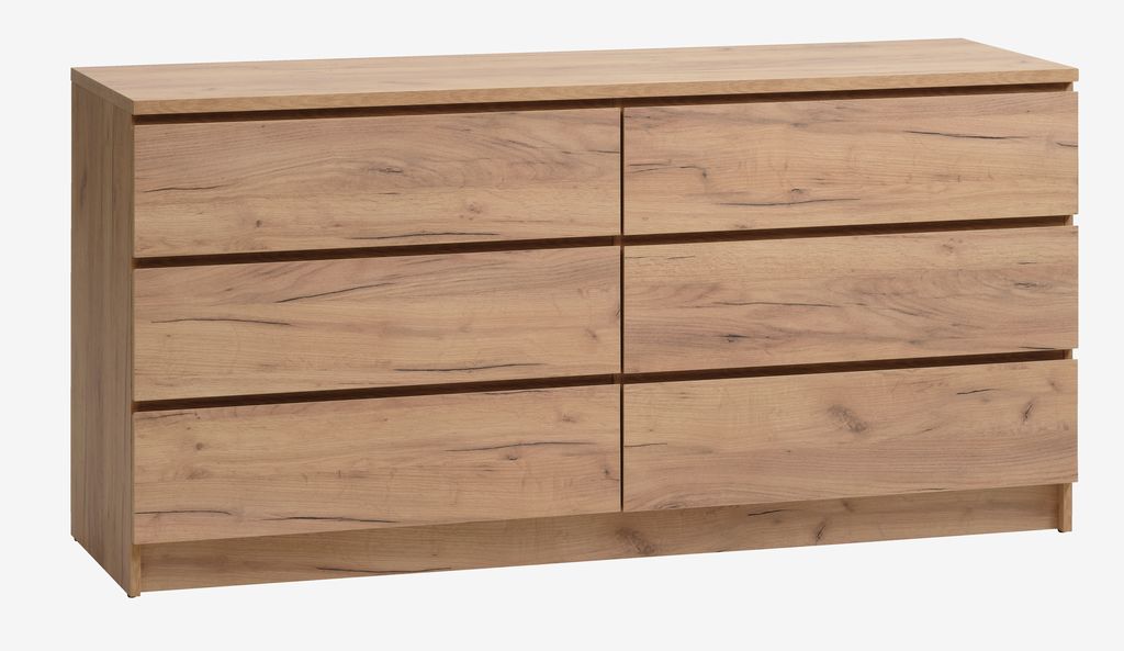 3+3 drawer chest LIMFJORDEN natural oak colour - JYSK
