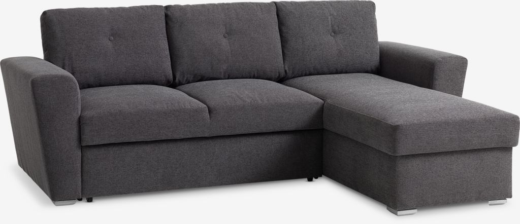 Sofa bed chaise longue VEJLBY dark grey fabric - JYSK