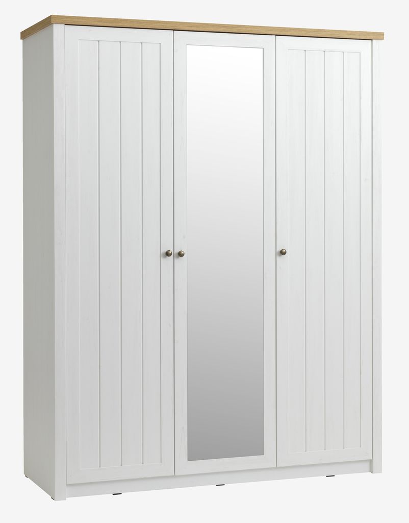 Wardrobe MARKSKEL 162x210 white/oak colour - JYSK