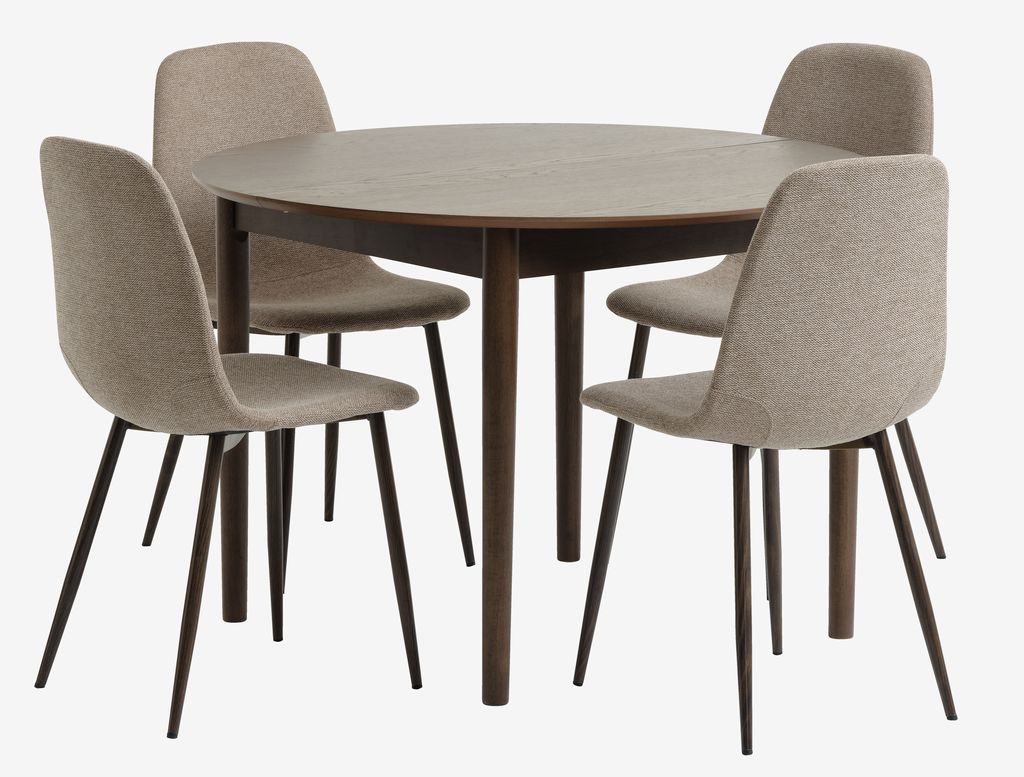 MARSTRAND D110 table dark oak + 4 JONSTRUP chairs beige - JYSK