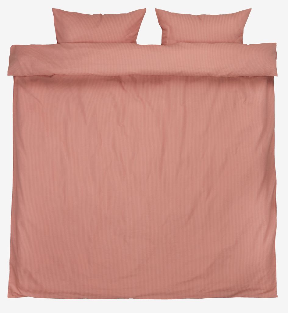 Seersucker duvet cover set TINNE Double dusty rose - JYSK
