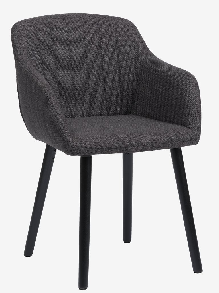 Dining chair ADSLEV anthracite grey fabric/black - JYSK