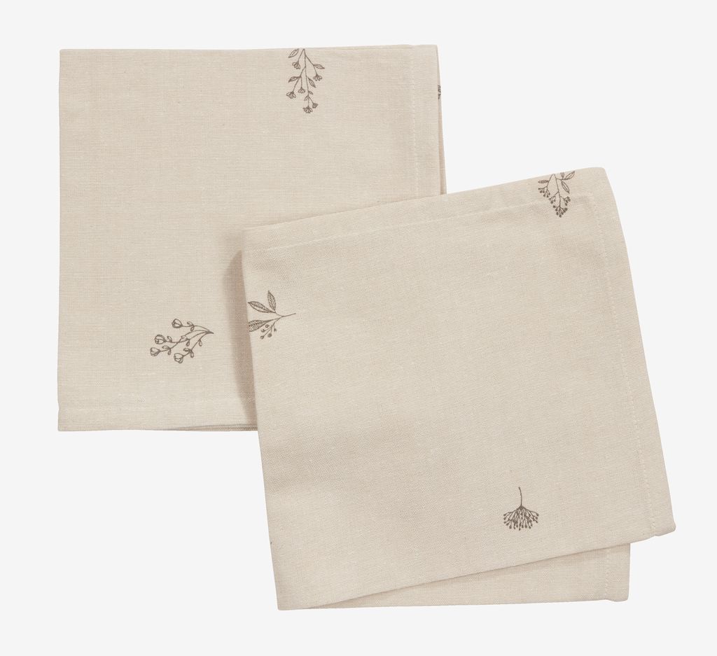 Cloth napkin ENGFIOL 40x40 beige/grey pack of 2 - JYSK