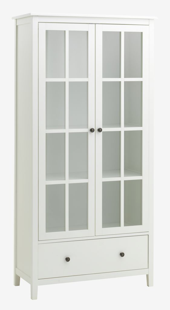 Display cabinet NORDBY 2 doors 1 drawer white - JYSK
