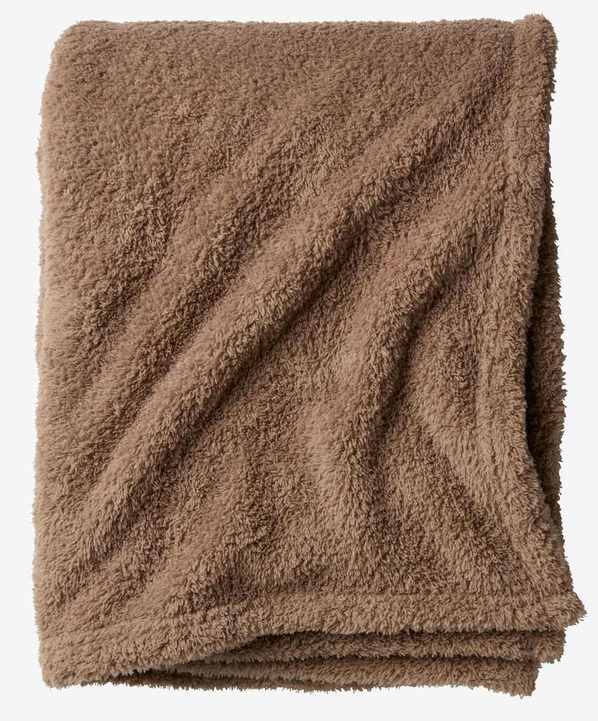 Fleece throw HASSELURT 130x170 dark sand - JYSK