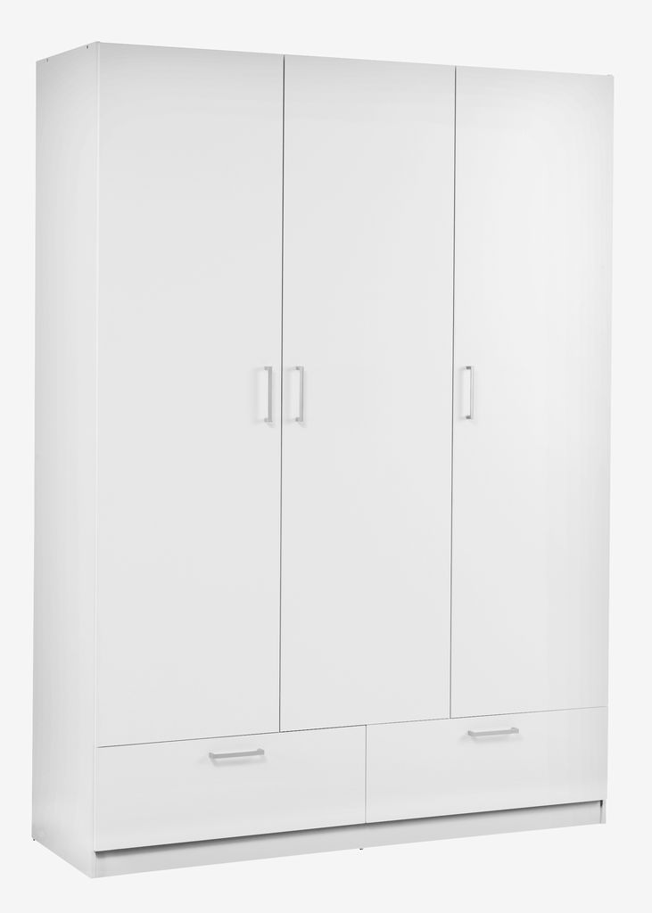 Wardrobe ELLESTED 144x200 3 doors 2 drawers white - JYSK