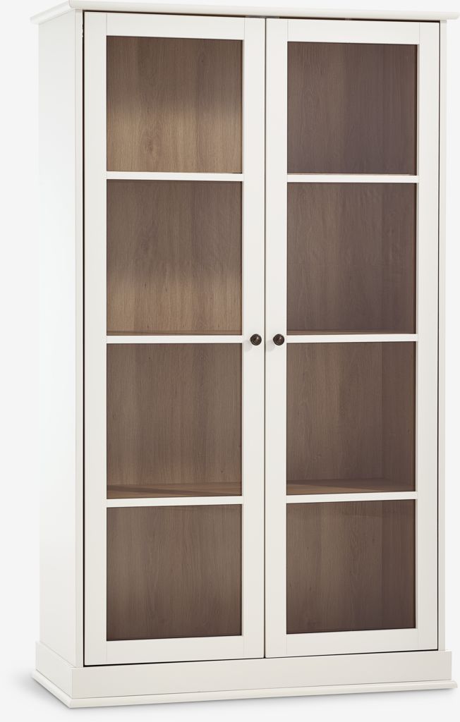Display cabinet KIRKEBY 2 doors white/oak colour - JYSK