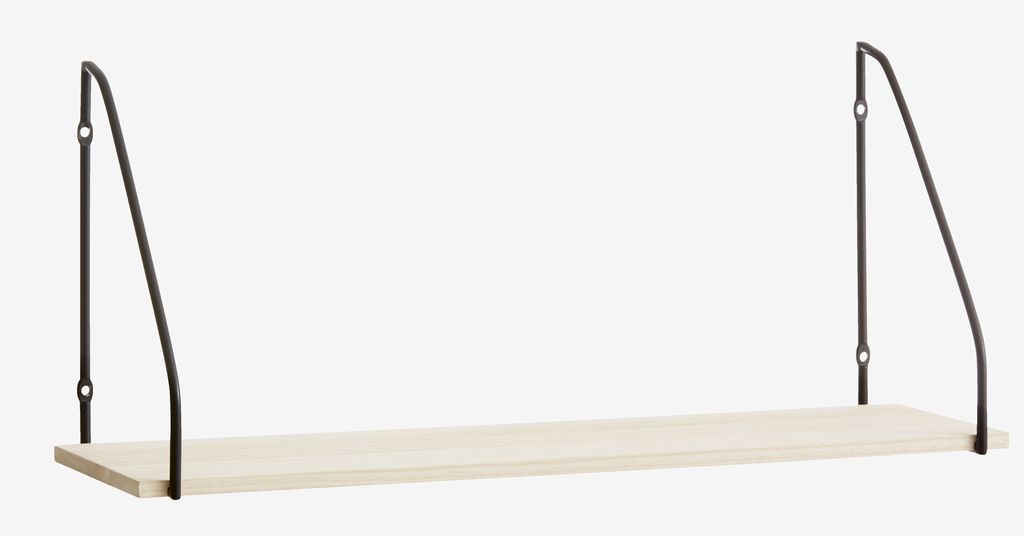 Wall shelf HEJLSMINDE 1 shelf black/natural - JYSK