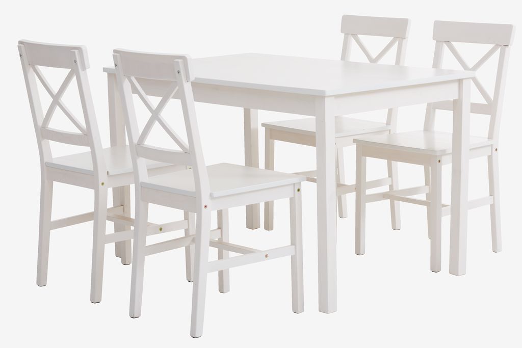 EJBY L118 table white + 4 EJBY chairs white - JYSK