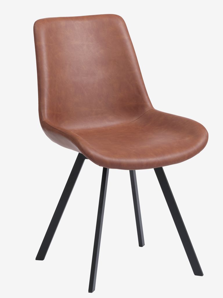 Dining chair HYGUM swivel cognac faux leather/black - JYSK