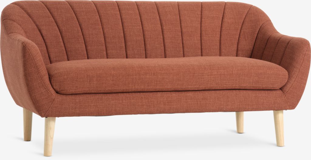 Sofa EGEDAL 2.5-seater terracotta fabric/oak colour - JYSK