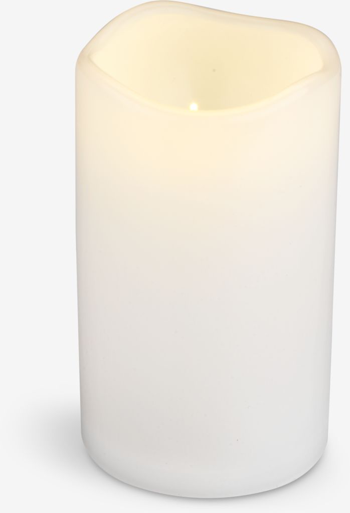 LED pillar candle SOREN D8xH10cm white - JYSK
