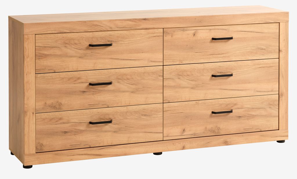 3+3 drawer chest LINTRUP oak - JYSK
