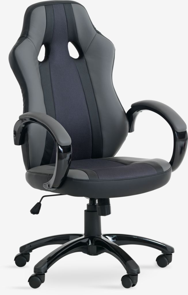 Gaming chair AGGESTRUP grey faux leather/black mesh - JYSK