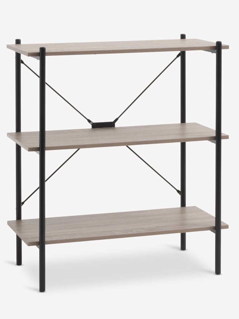 Shelving unit VANDBORG 3 shelves. oak/black - JYSK