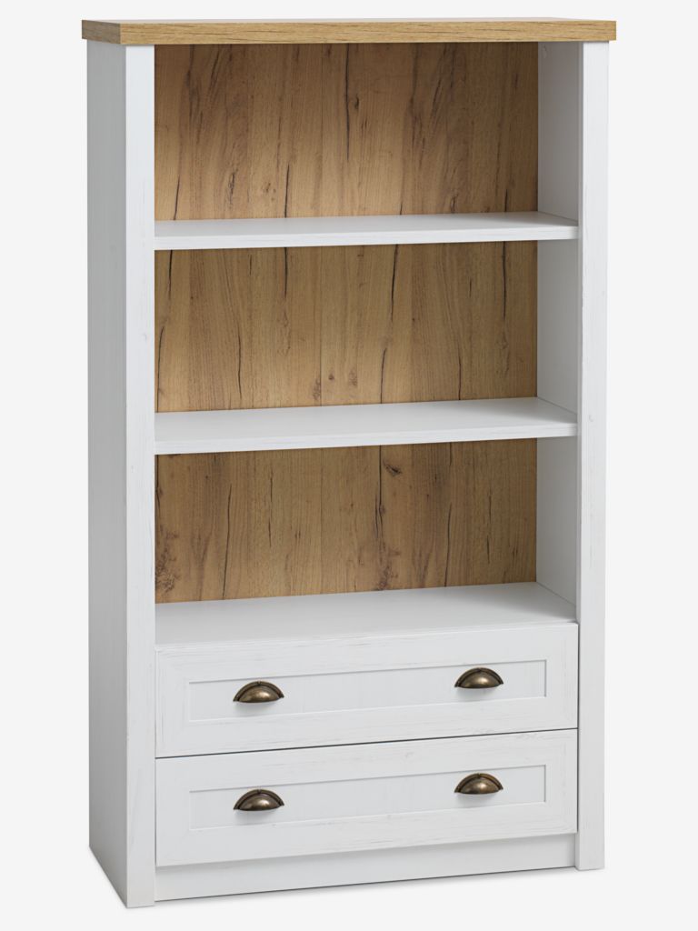 Bookcase MARKSKEL 2 drawers white/oak colour - JYSK