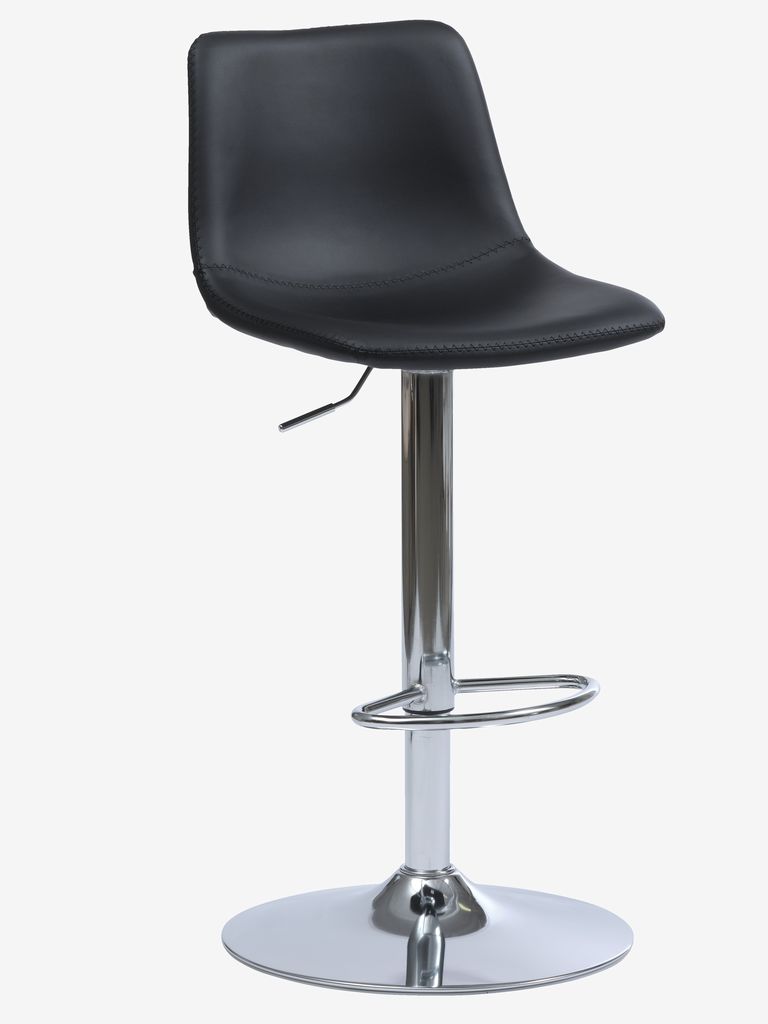 Bar stool BROAGER black faux leather/chrome - JYSK
